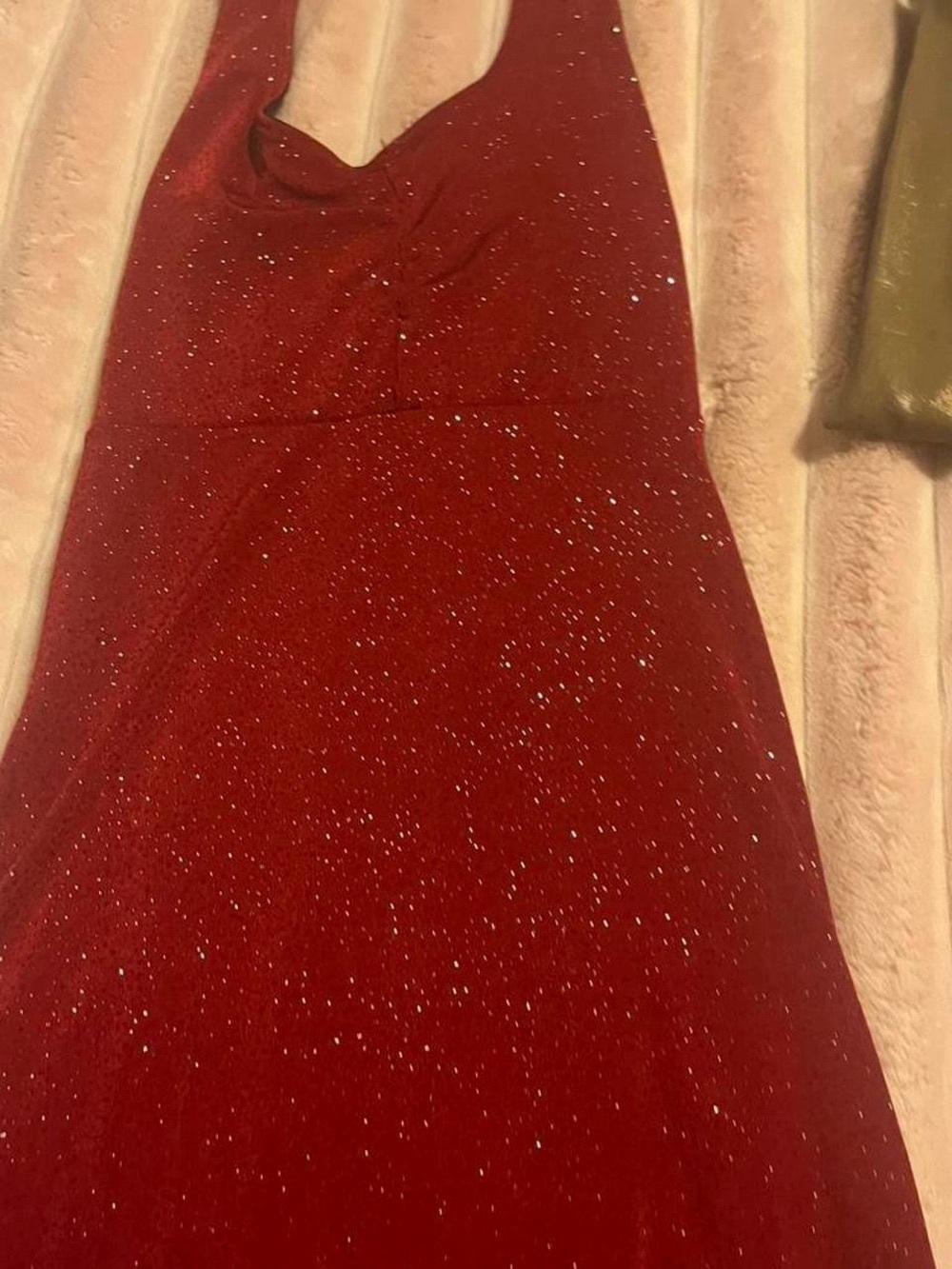 Red Sparkle Halter Evening Dress